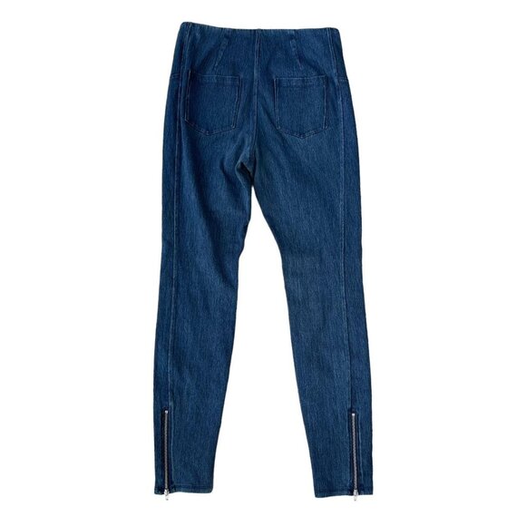 🌟 Lysse SZ S High Waisted Blue Denim Leggings Zip Hem Stretch Skinny Jeggings - Picture 8 of 8